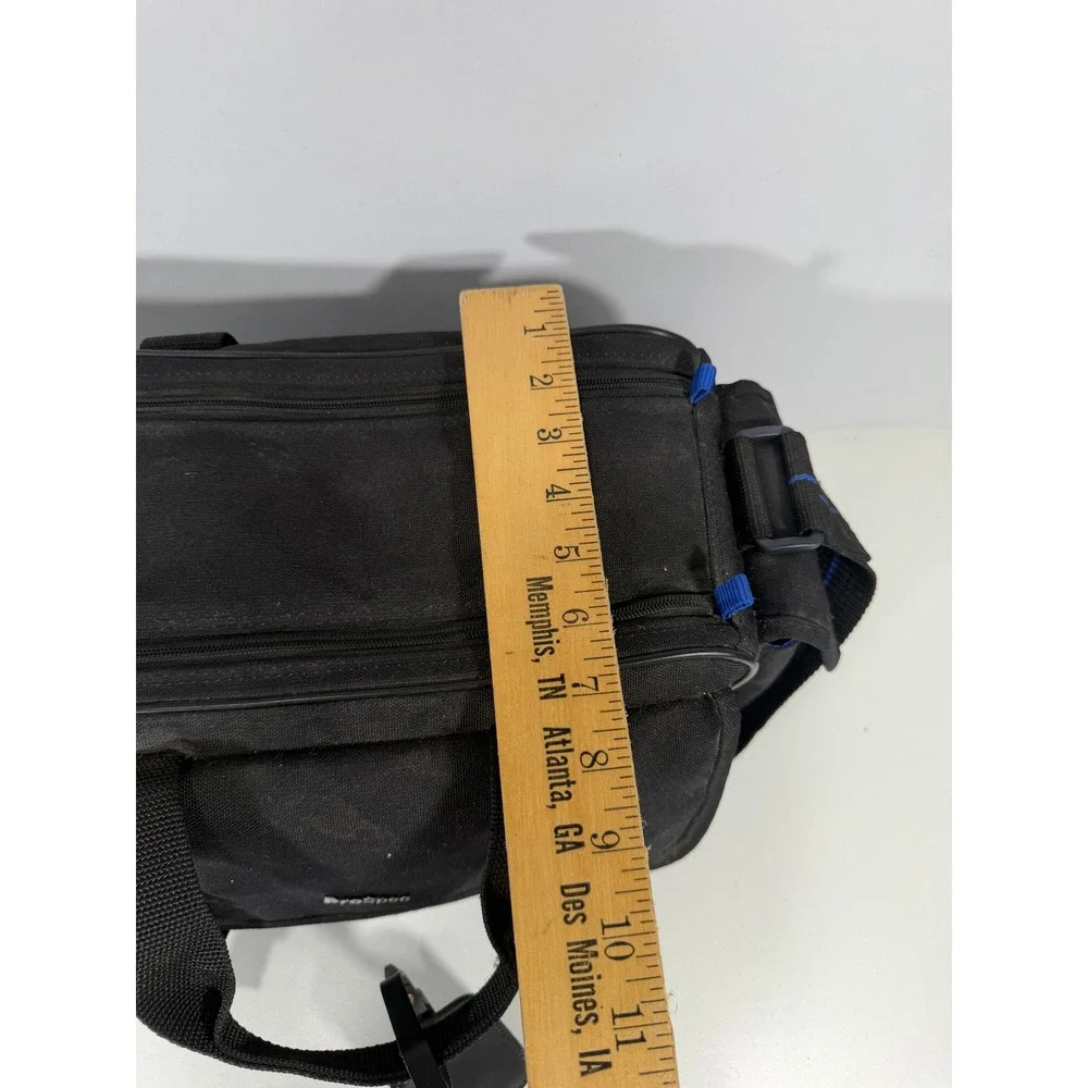 ProSpec Camera Bag Black Canvas Multi Compartment Shoulder Gear Case Blue Lining